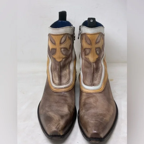 Mark Nason Distressed Tan and Cream Western Boots 67584